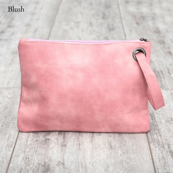 Blush Oversized Vegan Leather Clutch - Picture 3 of 4